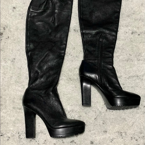 Calvin Klein Over the knee Leather Platform Boots - Picture 1 of 3